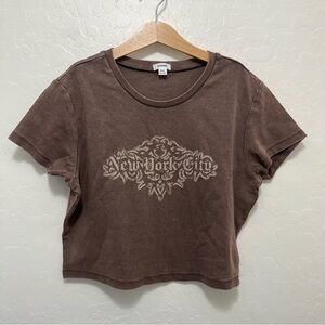 Garage Cropped Graphic Tee Shirt Sz M Babydoll New York